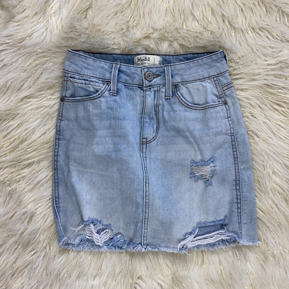Distressed Fringe Cut off Mini Skirt Size 0